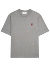 Small Heart Logo Boxy Fit Short Sleeve T-Shirt Grey - AMI - BALAAN 2