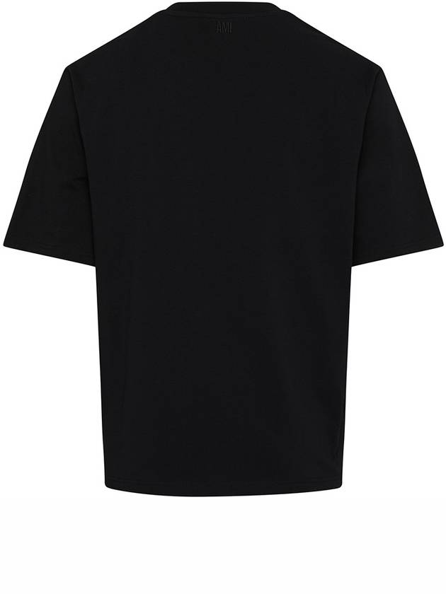 Small Heart Logo Boxy Fit Short Sleeve T-Shirt Black - AMI - BALAAN 4