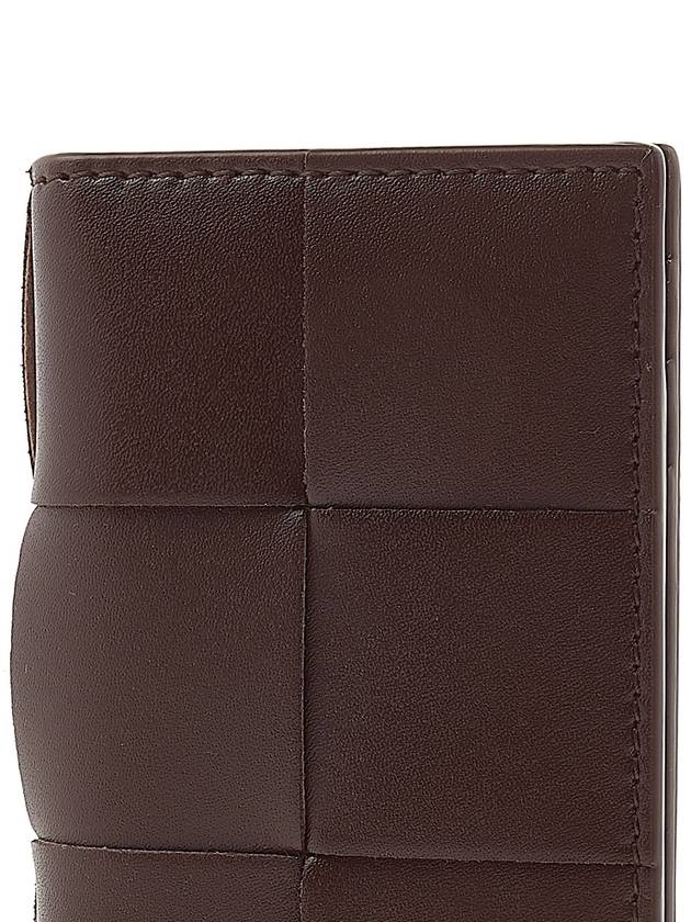 Intrecciato Cassette Leather Flap Card Wallet Brown - BOTTEGA VENETA - BALAAN 7