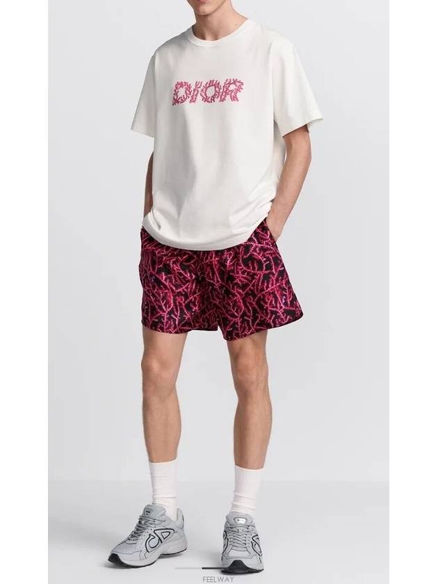 Italic Coral Relaxed-Fit Short Sleeve T-Shirt White - DIOR - BALAAN 4