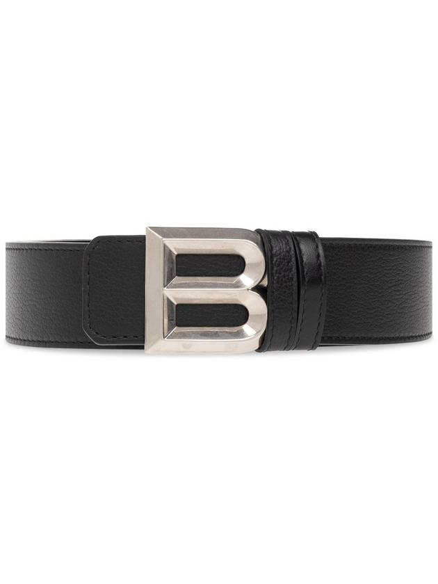 B Bold Buckle Leather Belt Black - BALLY - BALAAN 2