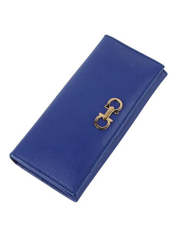 Ferragamo 22 B857 Gold Metal Gancini Saffiano Long Wallet Department Store Warranty 33640Y 2 - SALVATORE FERRAGAMO - BALAAN 1