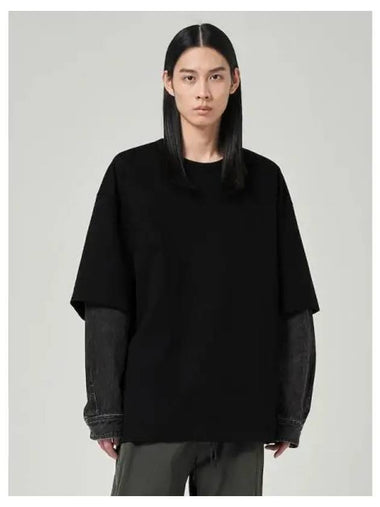 Denim layered cotton sweatshirt black domestic product GM0023122744002 - JUUN.J - BALAAN 1