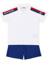 Kids Waffen Patch Polo Bermuda Pants Set Ivory Blue 8M00023 83907 002 - MONCLER - BALAAN 2