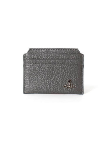 Grain Leather Slim Card Wallet Grey - VIVIENNE WESTWOOD - BALAAN 1