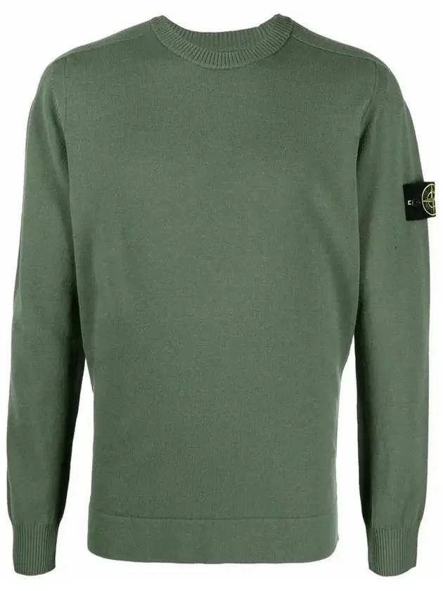 Stretch Wool Crewneck Knit Top Khaki - STONE ISLAND - BALAAN 1