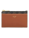 Triomphe Canvas Gold Zipper Card Wallet Tan - CELINE - BALAAN 1