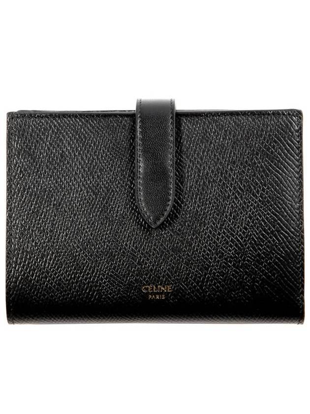 Medium Strap Grain Calfskin Medium Wallet Black - CELINE - BALAAN 1