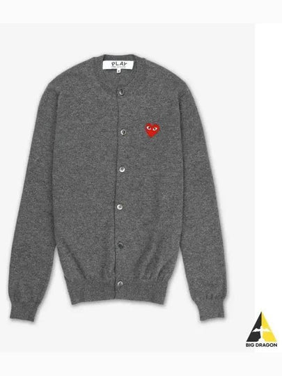 Red wappen wool round neck cardigan charcoal - COMME DES GARCONS PLAY - BALAAN 2