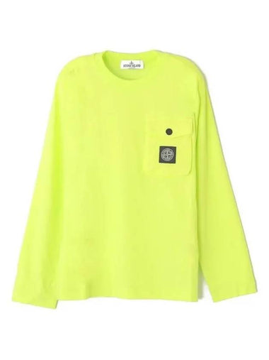 Kids Logo Pocket Long Sleeve T-Shirt Green - STONE ISLAND - BALAAN 1