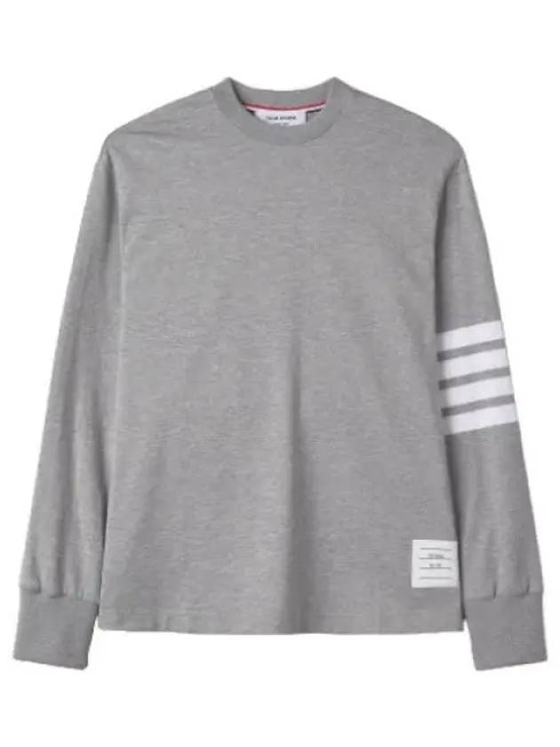 Medium weight jersey engineer bar long sleeve oversized t shirt light gray - THOM BROWNE - BALAAN 1