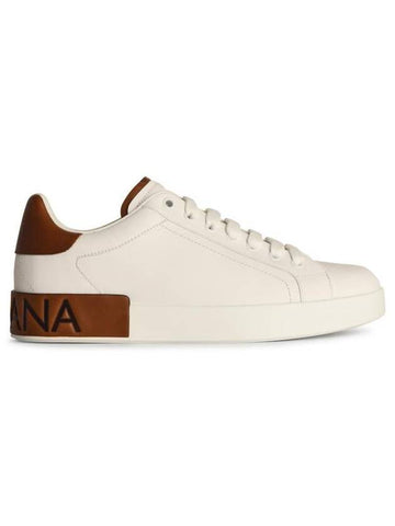 Dolce & Gabbana 'Portofino' White Leather Sneakers - DOLCE&GABBANA - BALAAN 1