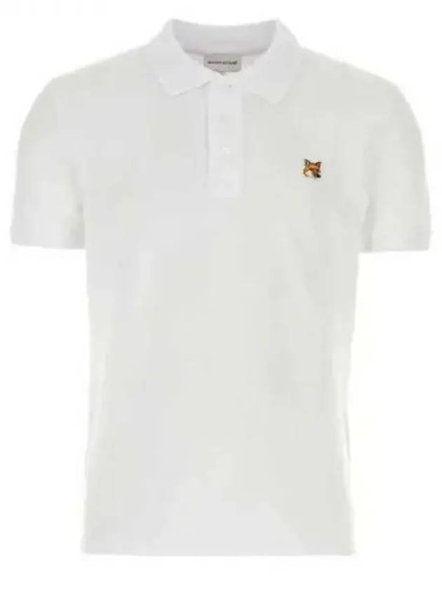 Fox Head Patch Cotton Polo Shirt White - MAISON KITSUNE - BALAAN 2