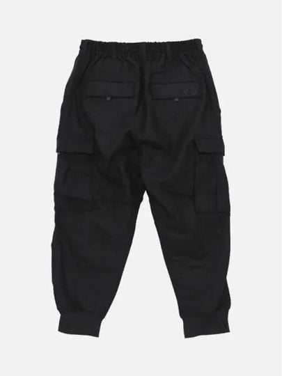 Back Logo Wool Flannel Cargo Track Pants Black - Y-3 - BALAAN 2