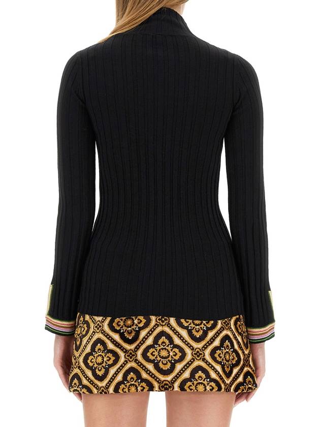 Stripe Cuff Turtleneck Black - ETRO - BALAAN 4