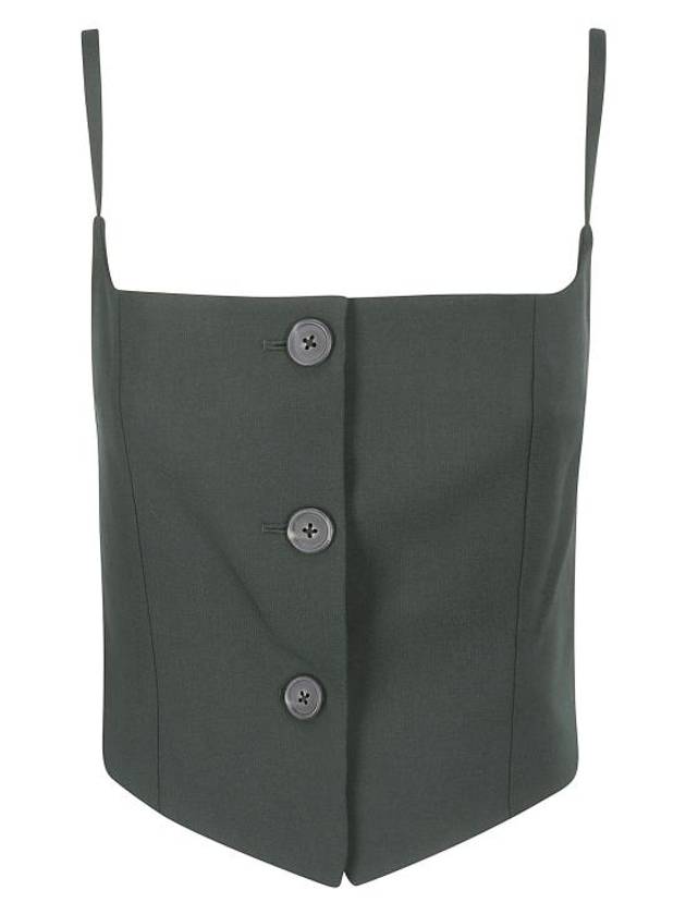 Cropped Stretch Wool Blazer Sleeveless Green - HELMUT LANG - BALAAN 2