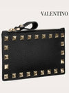 Rockstud Zipper Card Wallet Black - VALENTINO - BALAAN 4