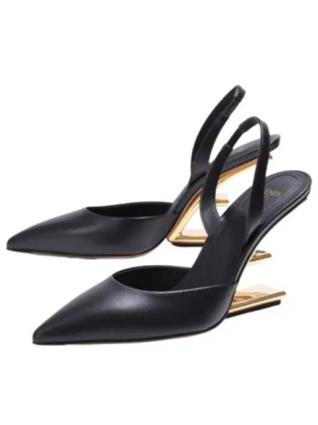 Women's First F Shape Metal Slingback Heels Black - FENDI - BALAAN 2