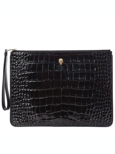 Women's Skull Embossed Zipper Clutch Bag Black - ALEXANDER MCQUEEN - BALAAN 2