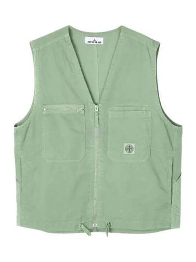 Cupro Cotton Twill TC Logo Patch Vest Green - STONE ISLAND - BALAAN 2