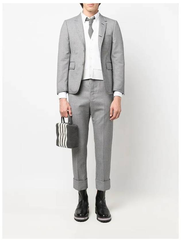 Herringbone Backstrap Wool Straight Pants Grey - THOM BROWNE - BALAAN 4