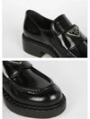 Triangle Logo Chocolate Brushed Leather Loafers Black - PRADA - BALAAN 5