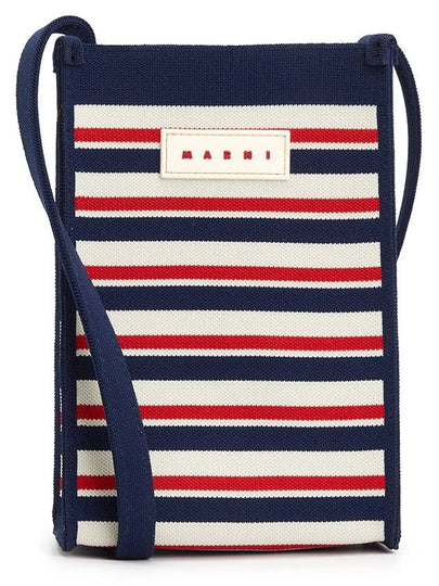 Jacquard Stripe Mini Shoulder Bag Navy - MARNI - BALAAN 2