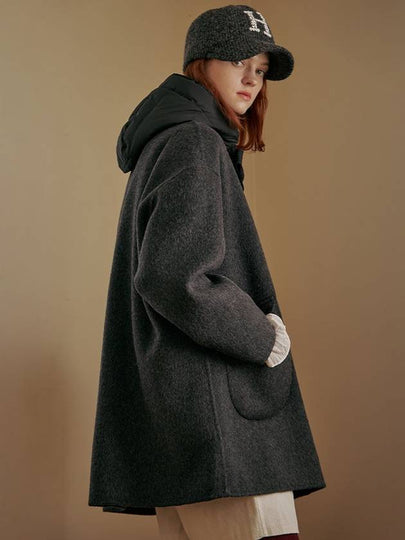 Padded hood block handmade wool half coat - MAXZA - BALAAN 2