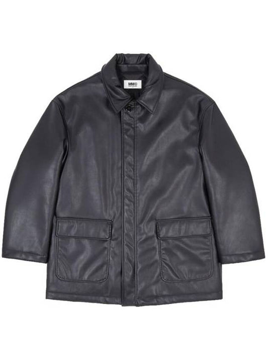 Number Embossed Faux Leather Jacket Black - MAISON MARGIELA - BALAAN 1