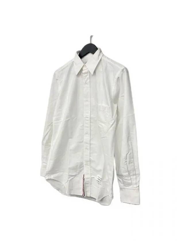 Oxford Grosgrain Placket Cotton Long Sleeve Shirt White - THOM BROWNE - BALAAN 5