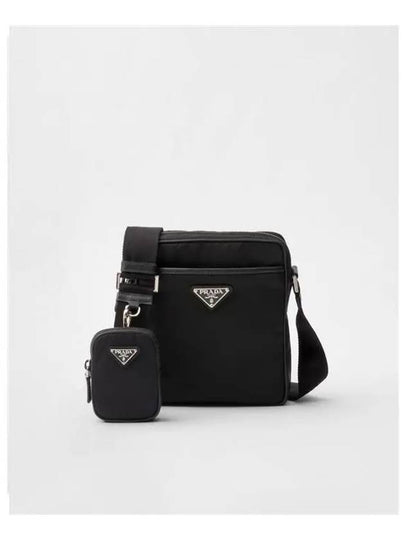 Triangle Logo Re-Nylon Saffiano Leather Cross Bag Black - PRADA - BALAAN 2