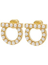 Gancini Pearl Earrings Gold - SALVATORE FERRAGAMO - BALAAN 3