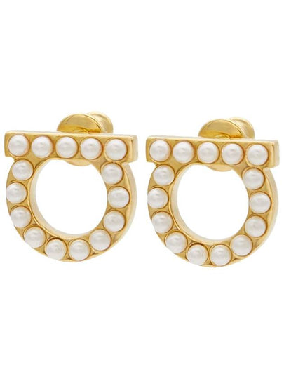 Gancini Pearl Earrings Gold - SALVATORE FERRAGAMO - BALAAN 2