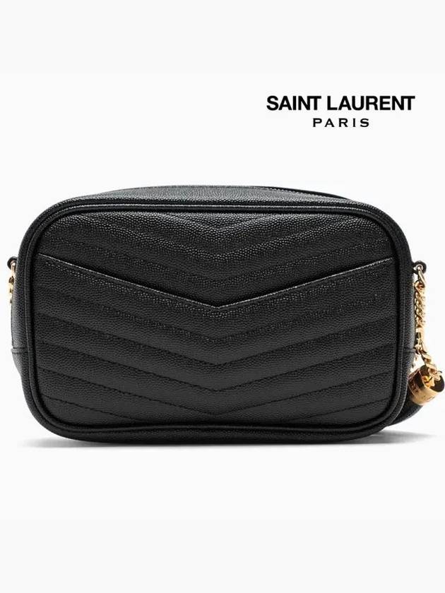 Lulu Mini Quilted Grain Leather Cross Bag Black - SAINT LAURENT - BALAAN 4