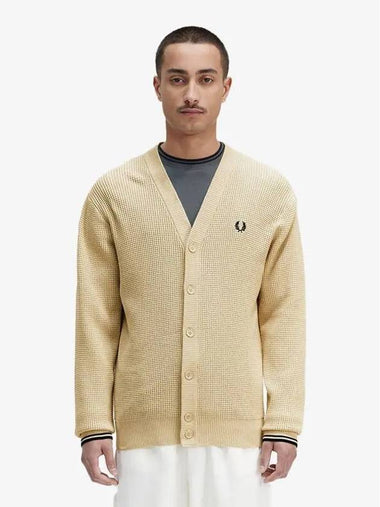 15 Sharp Waffle Stitch Cardigan 691 AFPM2336508 Dark Beige - FRED PERRY - BALAAN 1