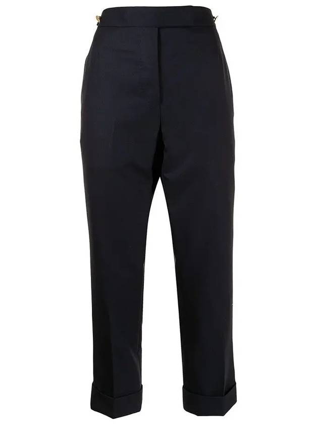 Tab Wool Turn-Up Straight Pants Navy - THOM BROWNE - BALAAN 3