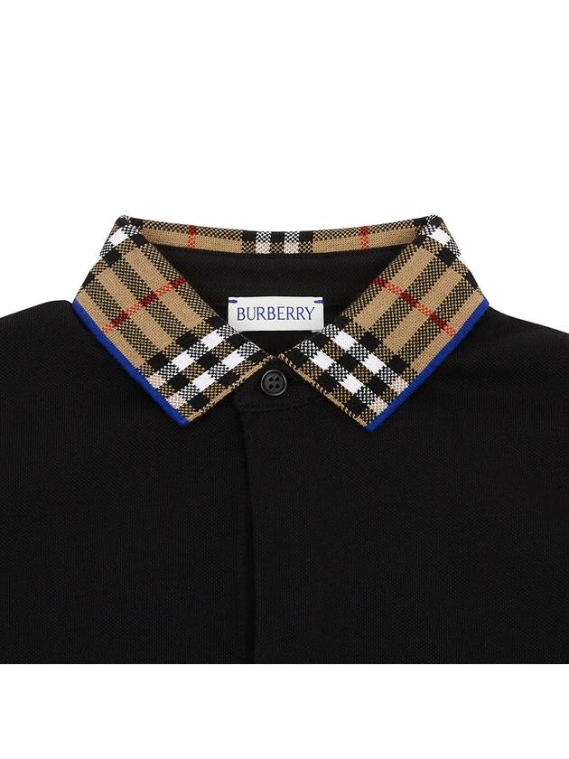 Kids Check Collar Polo Short Sleeve T-Shirt Black - BURBERRY - BALAAN 5