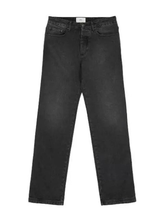 Straight washed denim pants black jeans - AMI - BALAAN 1