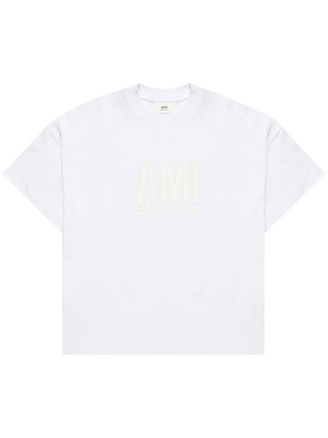 Big Logo Short Sleeve T-Shirt White - AMI - BALAAN 1