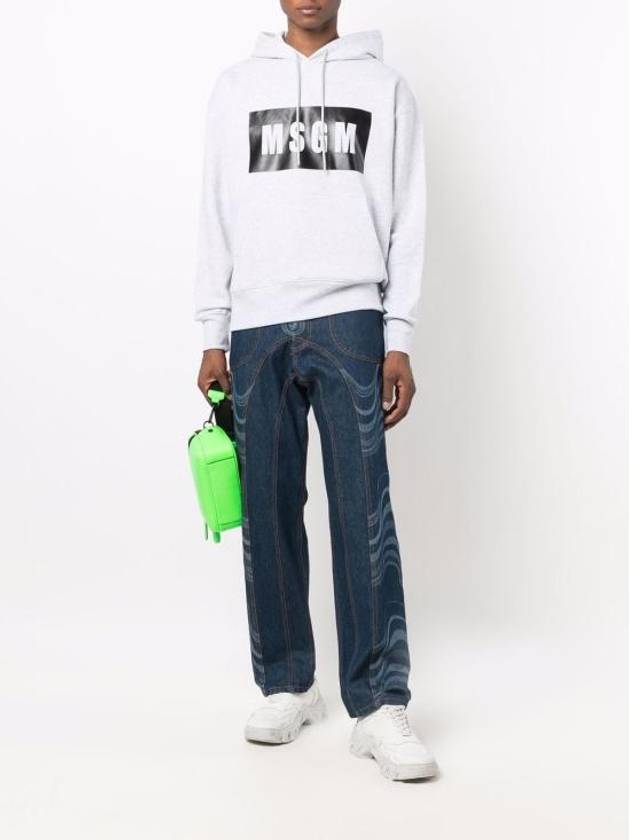 Box Logo Print Cotton Hoodie Grey - MSGM - BALAAN 3