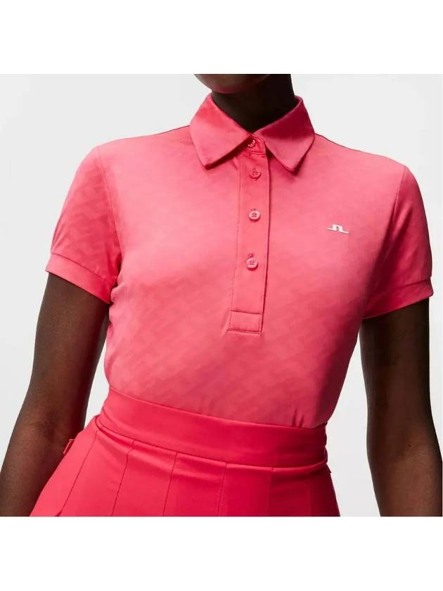 Alaya Jacquard Short Sleeve Polo Shirt Azalea - J.LINDEBERG - BALAAN 3