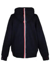 Center Back Stripe Cotton Zip Up Hoodie Navy - THOM BROWNE - BALAAN 4