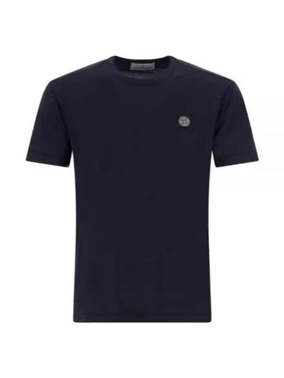 Slimfit Cotton Jersey Short Sleeve T-shirt Navy - STONE ISLAND - BALAAN 2