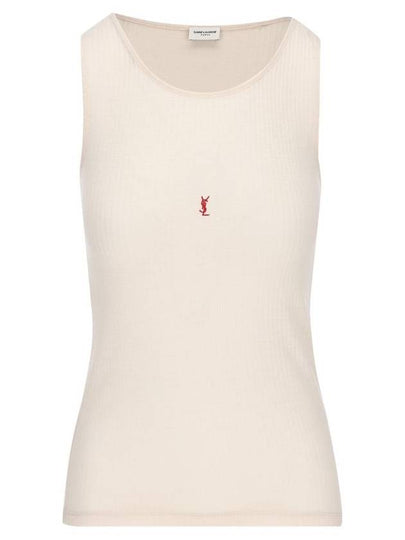 Cassandre Embroidered Logo Wool Sleeveless White - SAINT LAURENT - BALAAN 2