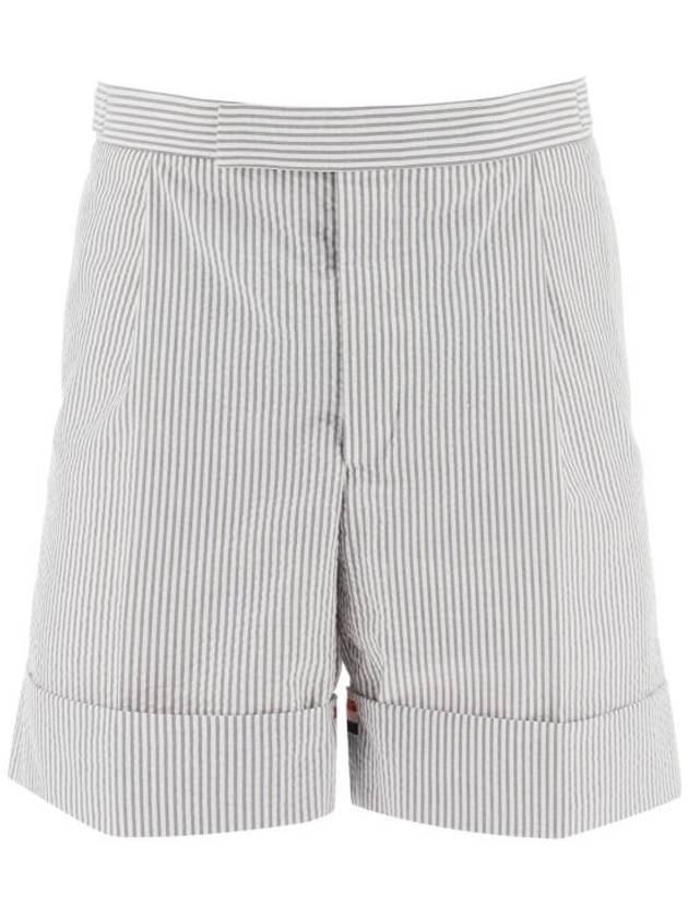 Men's Seersucker Gross Grain Cuff Shorts Medium Grey - THOM BROWNE - BALAAN 2