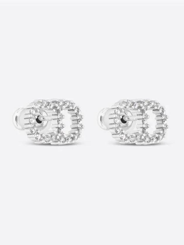 Claire D Lune Finish Metal White Crystal Earrings Silver - DIOR - BALAAN 2