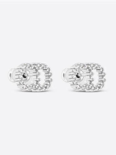 Claire D Lune Finish Metal White Crystal Earrings Silver - DIOR - BALAAN 2