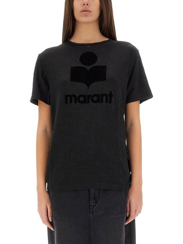 Zewel Logo Short Sleeve T Shirt Black - ISABEL MARANT ETOILE - BALAAN 2