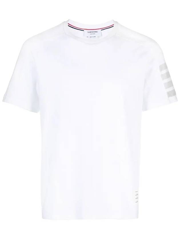 4-Bar Striped Cotton Short Sleeve T-Shirt White - THOM BROWNE - BALAAN 3