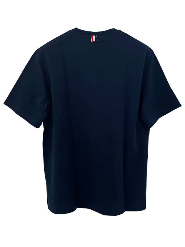 Cotton Oversized Pocket Short Sleeve T-Shirt Navy - THOM BROWNE - BALAAN 4